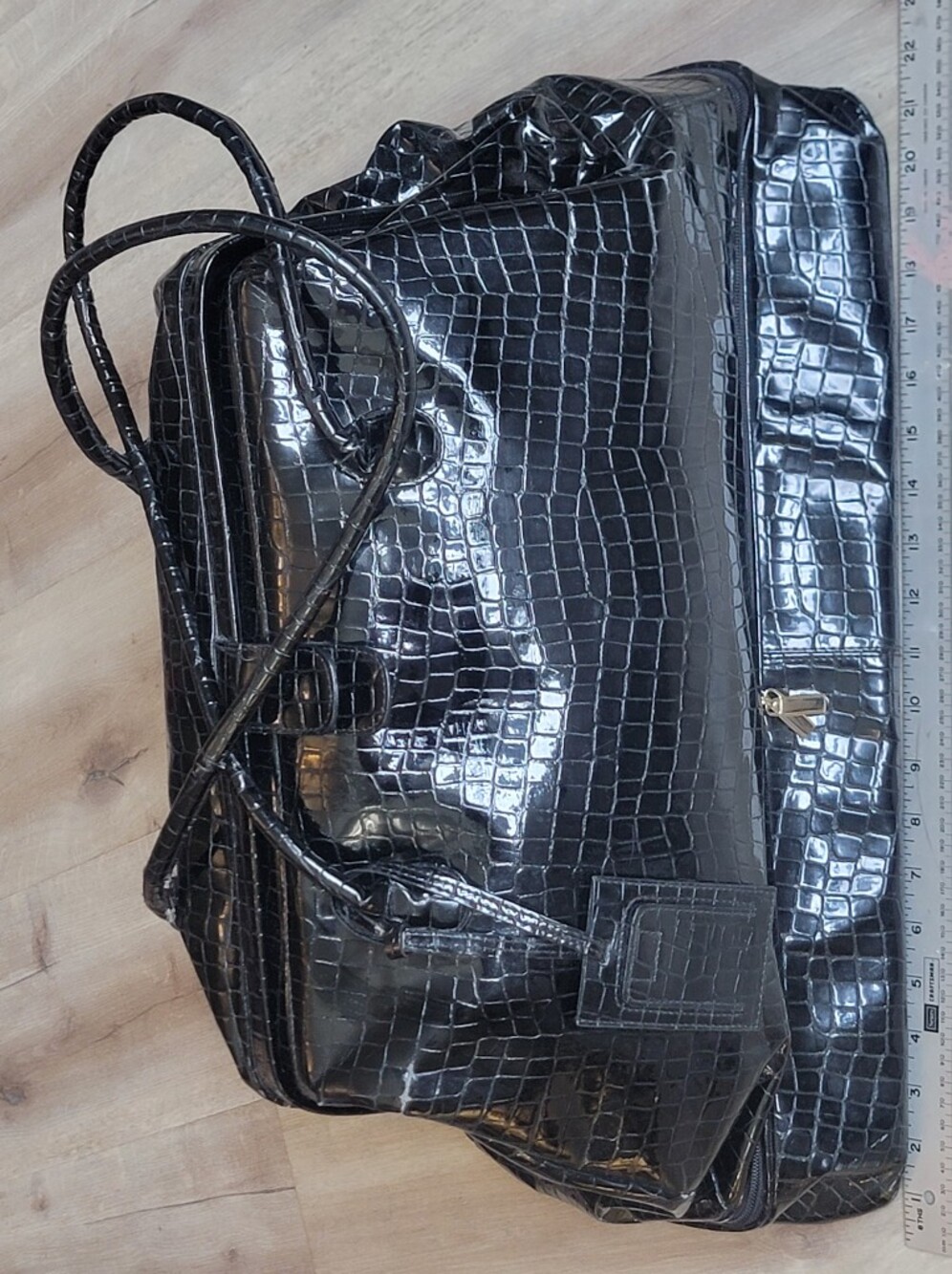Vintage Linda Lundström Black Croc Weekender Bag - AS IS